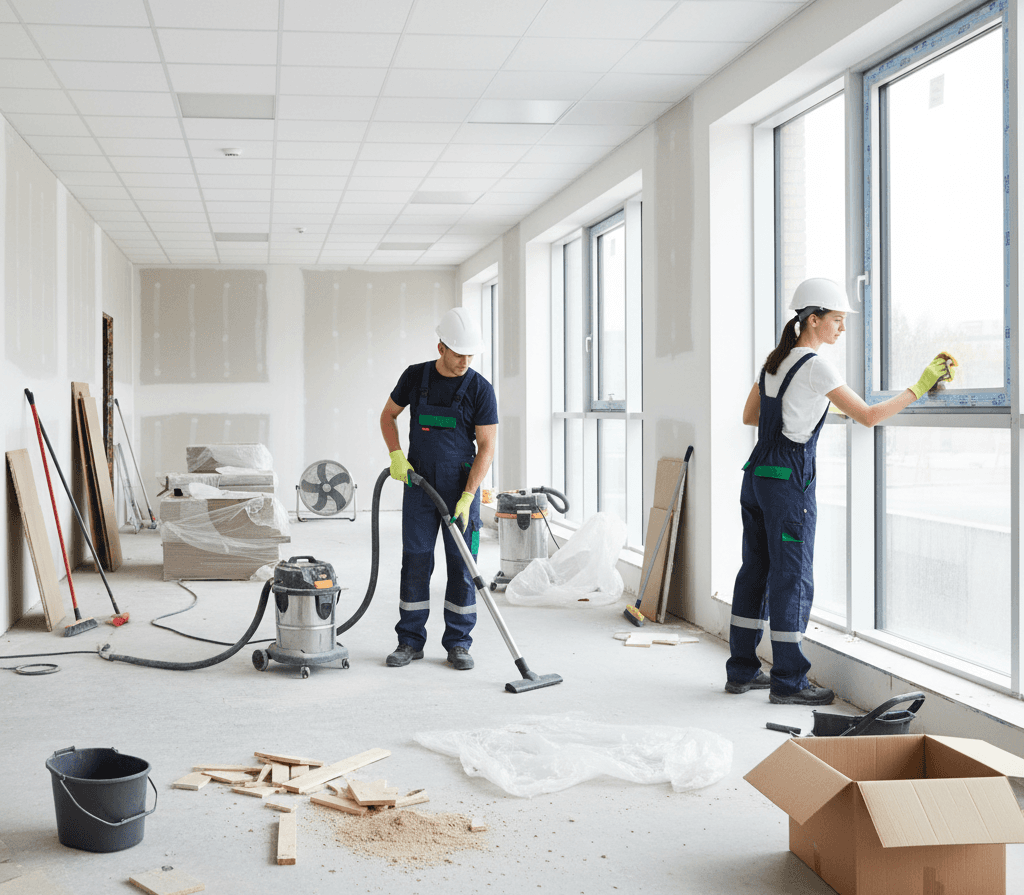 Construction site cleanup and debris removal completed by CMG Clean site cleanup crew